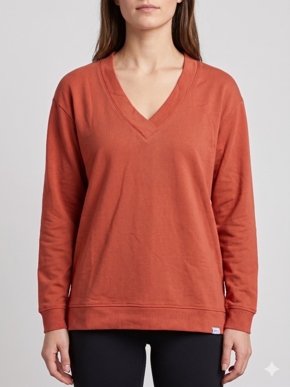 Orvis Womens Orange V-Neck Sweatshirt Size XS Pullover Fleece NWT
